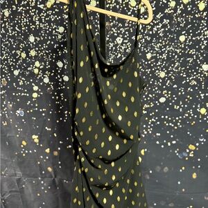 Commense Elegant Black and Gold Polka Dot Dress M NWT Stunning